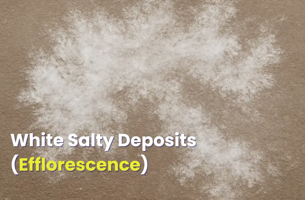 white salty deposits (efflorescence)